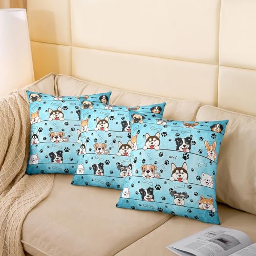 Manfei Cute Dog Double-Sided Pillow Covers, 18"x18" Pack of 2