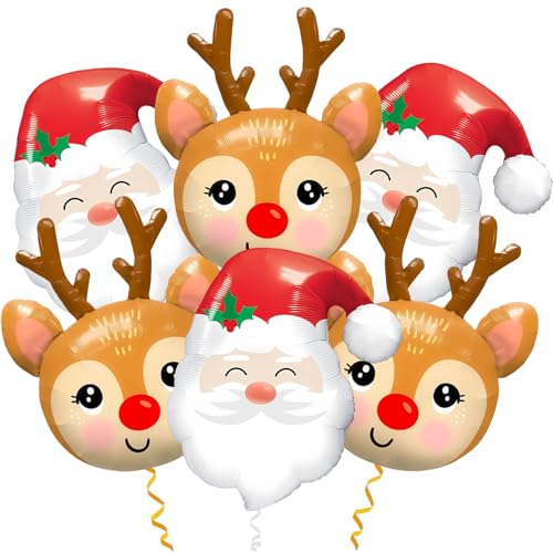Christmas Santa Claus Reindeer Foil Balloons Set for Holiday Party Decorations