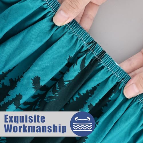 Moosfor Fitted Round Tablecloth, Green Elastic Stretch Cover for 45"-56" Tables