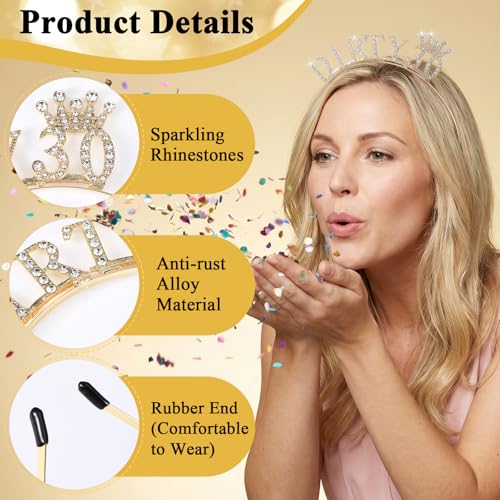 30th Birthday Gold Tiara Headband - Zinc Alloy Party Decoration