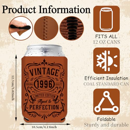 30th Birthday Gift for Men: 1996 Vintage Can Cooler Sleeves (2-Pack)