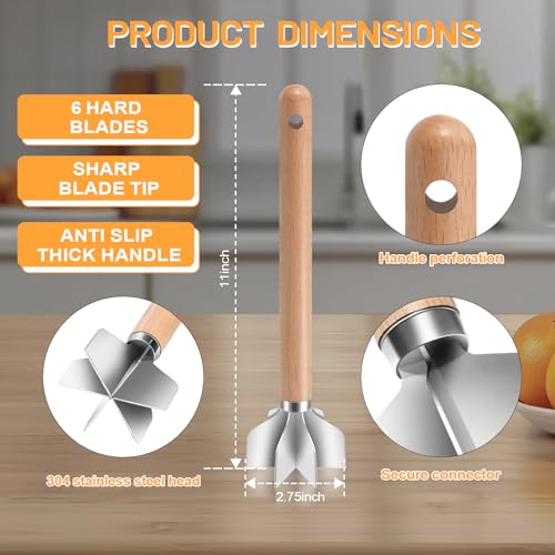 WLKSTS 11-Inch Stainless Steel Meat Masher with 6 Blades – Ground Beef & Mashed Potatoes, One Pack