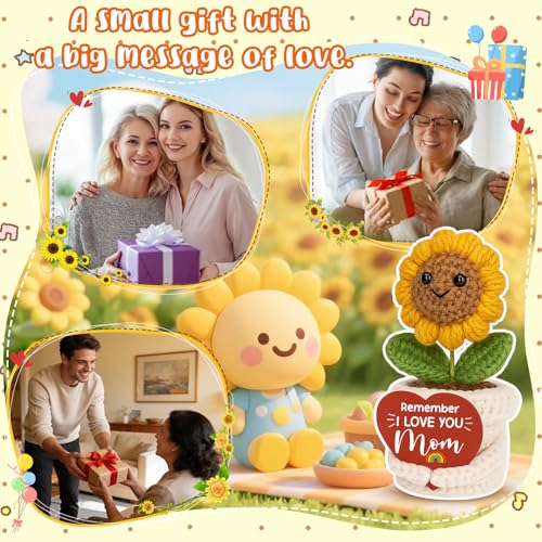 Ovrrcame MOM Remember I Love You Sunflower Crochet Gift for Mom Birthday & Mother’s Day
