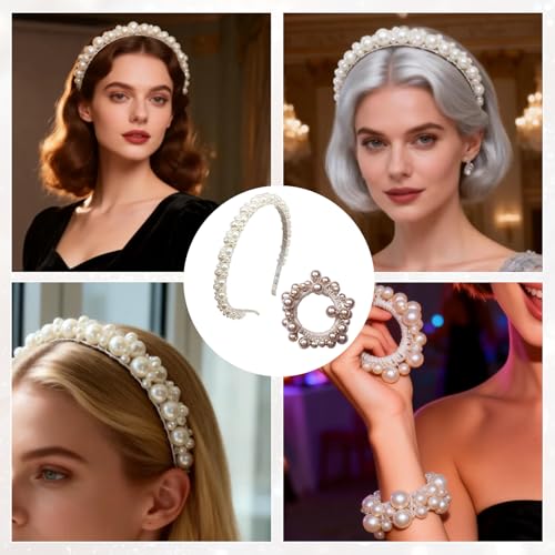 Pearl Headband and Hair Tie Set Elegant Wedding Hair Accessories