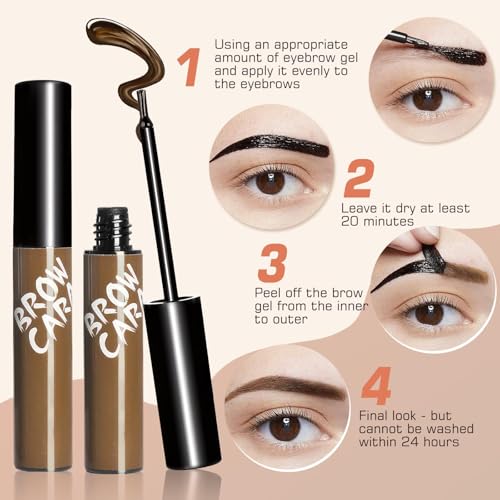 Anguishil Peel-Off Eyebrow Gel Tint with Stencils Waterproof Long-Lasting