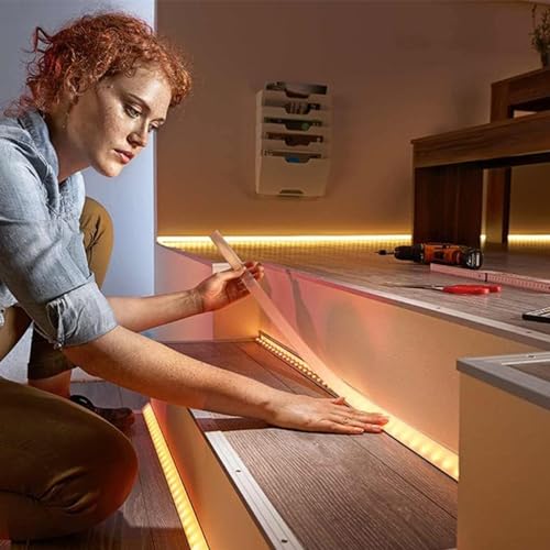 TUNICHX 16.4FT COB LED Strip Light 12V 3000K Warm White Flexible Tape