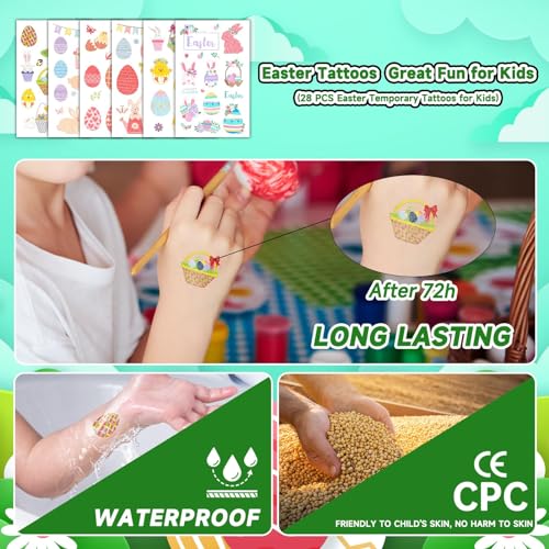 EMOME Easter Glitter Temporary Tattoos for Kids 28 Sheets 270 Styles