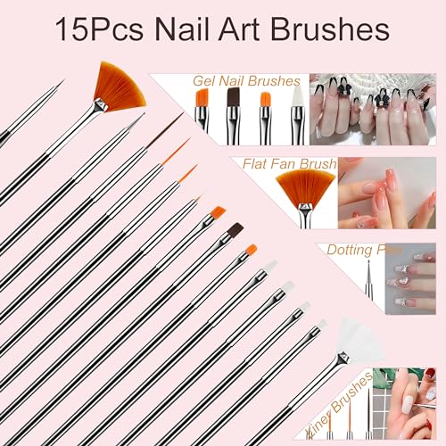 MYR 34-Piece Nail Art Brush Set and Design Kit with Dotting Tools