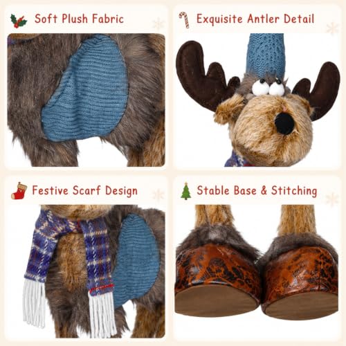 Christmas Reindeer Figurines Plush Set - Felt Standing Elk Decorations