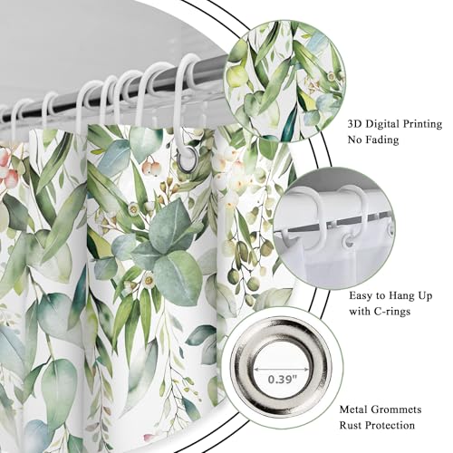 Sage Green Eucalyptus Shower Curtain Set - 72" x 72"