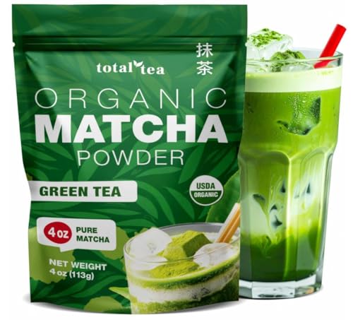 Total Tea USDA Organic Matcha Green Tea Powder - 4 Oz Premium Grade