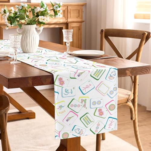 Mahjong Party Table Runner 13" x 72" - Festive Decoration for Game Nights