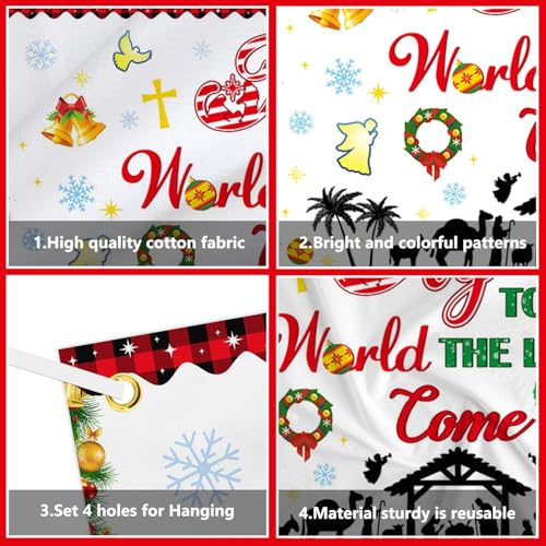 5.9x3.6ft Christmas Nativity Backdrop Joy to The World Religious Photography Banner