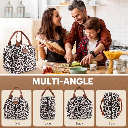 EASYFUN Insulated Lunch Bag - Large Leakproof Cooler Tote, Panther Brown