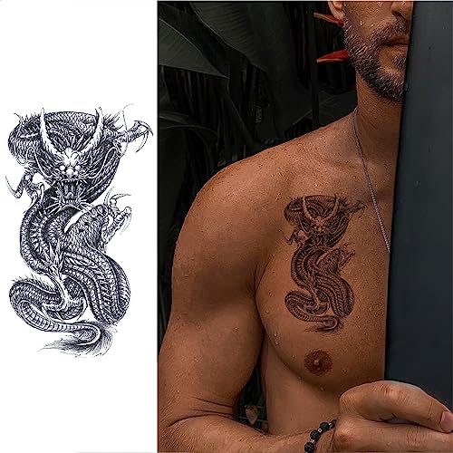 Briyhose Realistic Dragon Temporary Tattoos 8-Sheet Large 3D Fake Tattoo