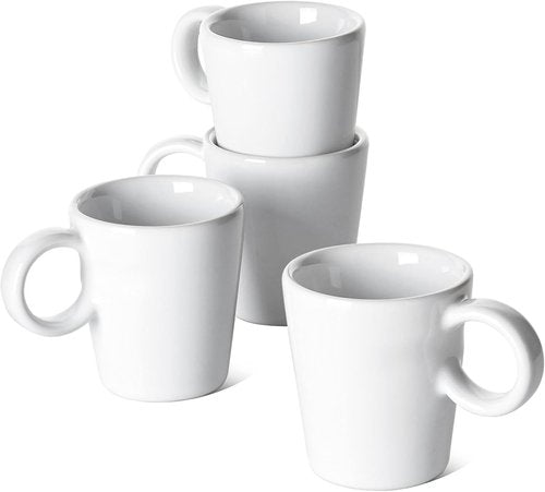 LE TAUCI Espresso Cups Set - 3 oz Ceramic Demitasse Mugs | Stackable Mini Coffee Cups in White
