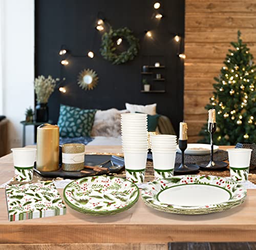 Christmas Party Tableware Set Serves 24 - Disposable Holiday Dinnerware