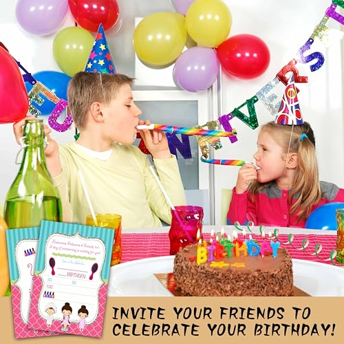 Spa Birthday Invitations for Girls - 20 Pack with Envelopes (4x6)