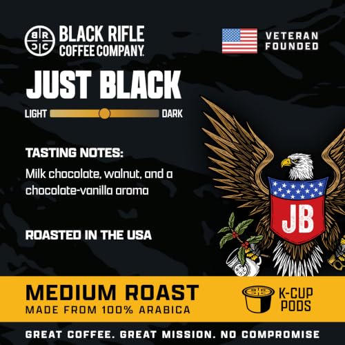 Black Rifle Coffee Just Black Medium Roast K-Cups, 32 Count - 100% Arabica