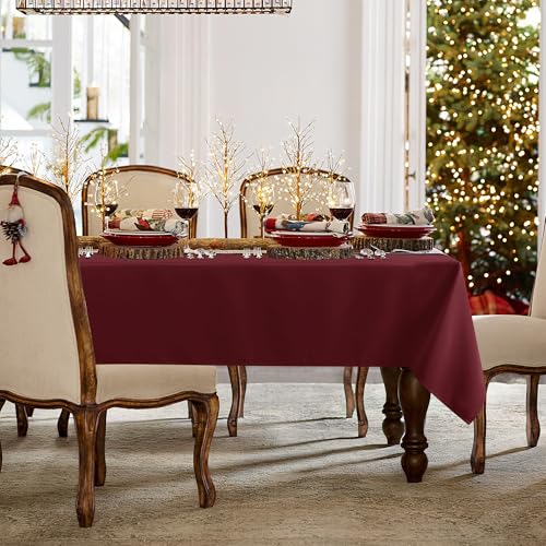 Sancua Rectangle Tablecloth 90 x 132 Inches Burgundy - Durable Polyester