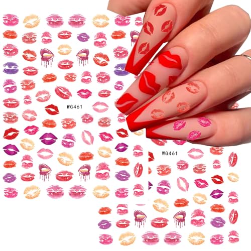 8 Sheets Valentines Day Nail Stickers Heart Decals for Nail Art