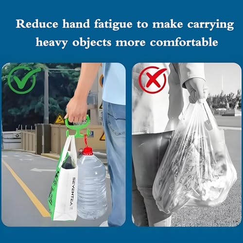 Heavy Duty Grocery Bag Carrier Handle 2 Pack, Supports 100lbs, Ergonomic Grip for Shopping & Buckets