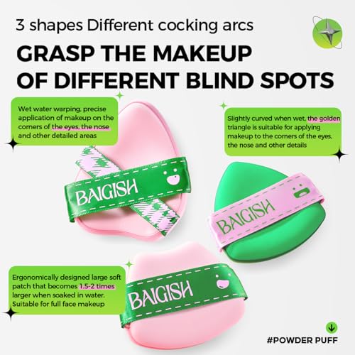 BAIGISH Triangle Makeup Sponge Set - 3 Pack Latex-Free Blender Puffs