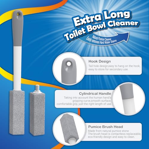 4-Pack Pumice Stone Toilet Bowl Cleaner with Long Handle