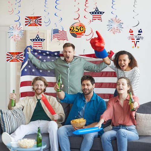 250th Anniversary USA Hanging Decorations - Patriotic Swirls