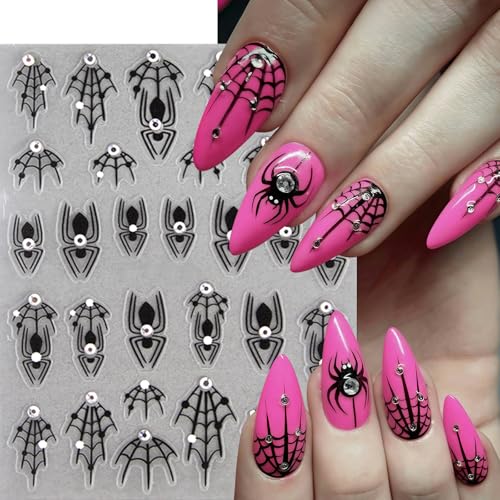 8 Sheets Halloween Spider Nail Art Stickers Self-Adhesive Ghost Decals