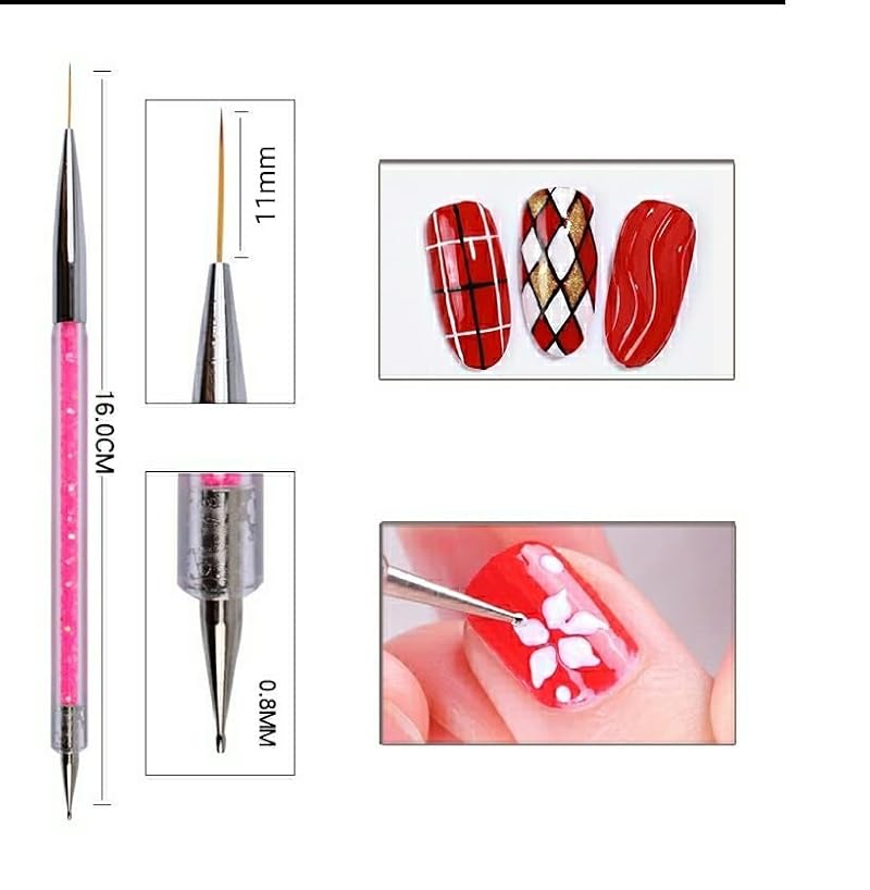 Dual-Ended Nail Art Brush and Dotting Pen Set - 5 Piece Manicure Tool