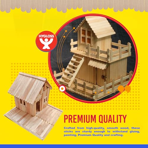 Hygloss Natural Wood Jumbo Craft Sticks 6-Inch 100 Count Popsicle Sticks