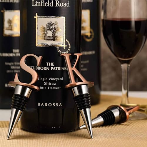 SANDAO Initial Letter Wine Stopper - Bronze Monogram Silicone Bottle Saver