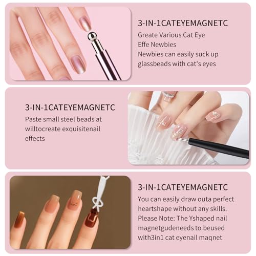RARKVEN 4-Piece Cat Eye Magnet Pen Tool Set for Nail Art Design