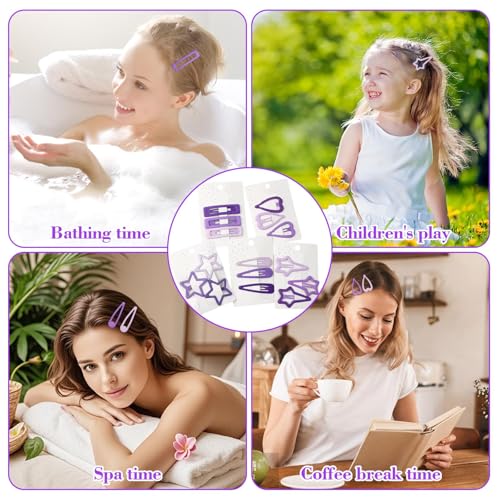 LLMSIX 15pcs Purple Metal Snap Hair Clips Y2K Barrettes for Women