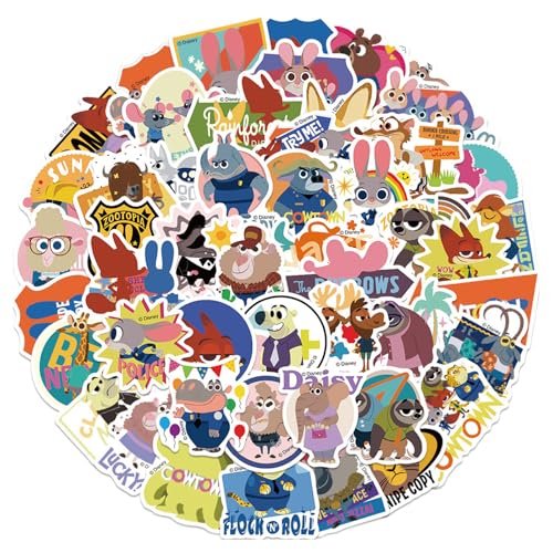 Zootopia Vinyl Stickers - 50Pcs Water-Resistant Decals for Laptops & Water Bottles
