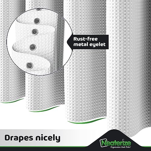 NEATERIZE Waffle Shower Curtain, 72x72 Inch Hotel Style Fabric - White