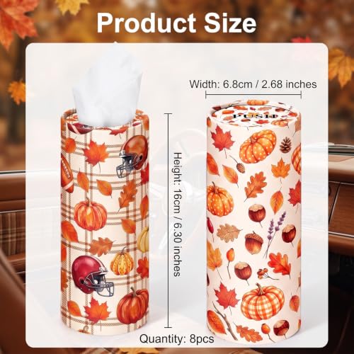 Autumn Car Tissue Holders - 8 Pack Pumpkin & Leaves Design