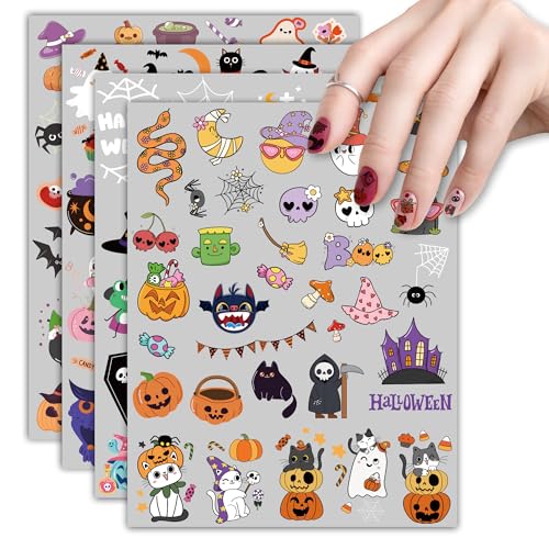 Halloween Nail Art Stickers - 165 PCS Pumpkin & Ghost Designs