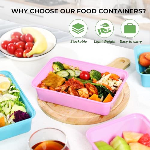 Moiturti 42 oz Reusable Meal Prep Containers with Lids, Dark Green, 10 Pack
