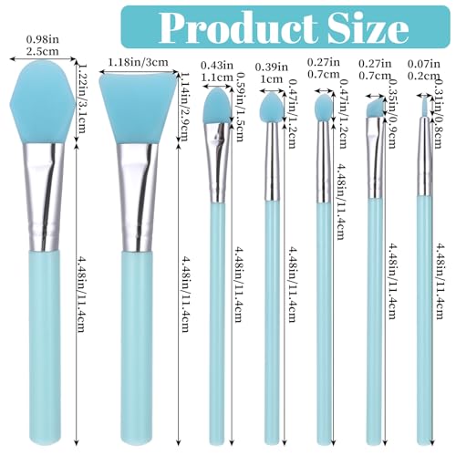 7-Piece Silicone Brush Applicator Kit for Skincare and Makeup in Blue