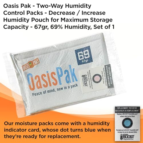 OasisPak 69% RH Humidity Control Packs - 67g for Freshness & Flavor