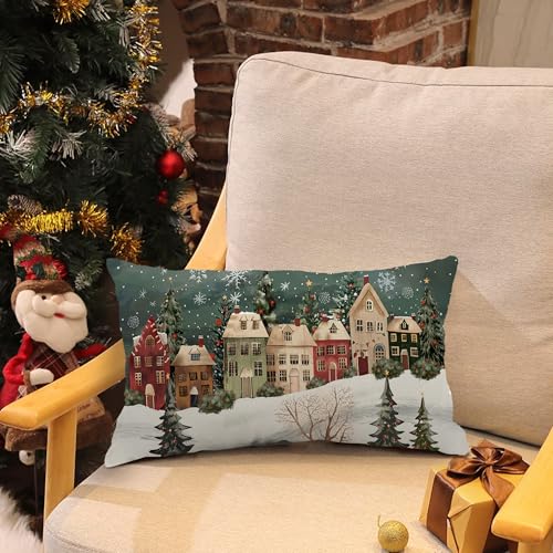Winter Christmas Pillow Cover 12x20 Inch Decor for Holiday & Farmhouse