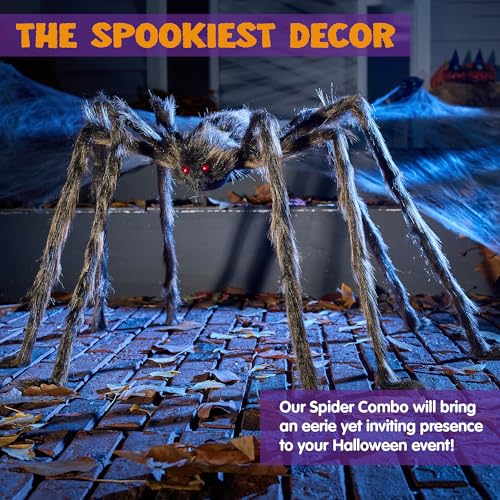 5ft Brown Hairy Spider Halloween Decoration - Scary Outdoor & Indoor Prop