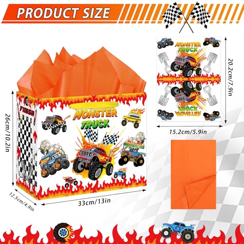 Animsco 13" Monster Truck Gift Bag with Card & Stickers