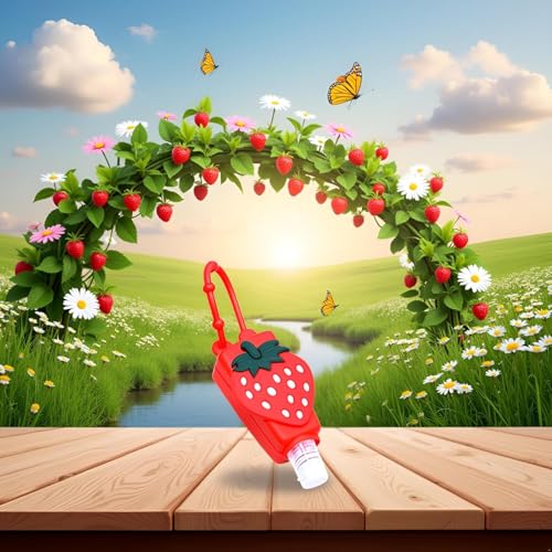 Silicone Travel Bottle Red Strawberry Refillable Container with Pump