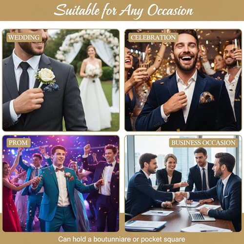 12 Pcs Pocket Boutonniere Holders for Men - Durable Plastic Sleeves
