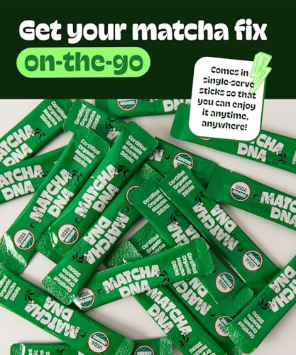 Matcha DNA Organic Matcha Green Tea Powder Sticks, 15 Count
