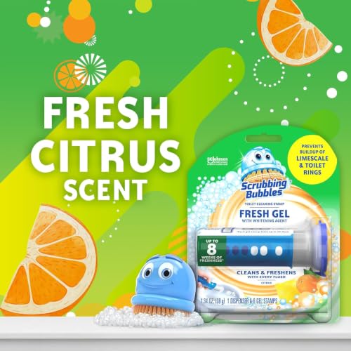 Scrubbing Bubbles Fresh Gel Toilet Bowl Cleaning Stamps, Citrus, 2-Pack