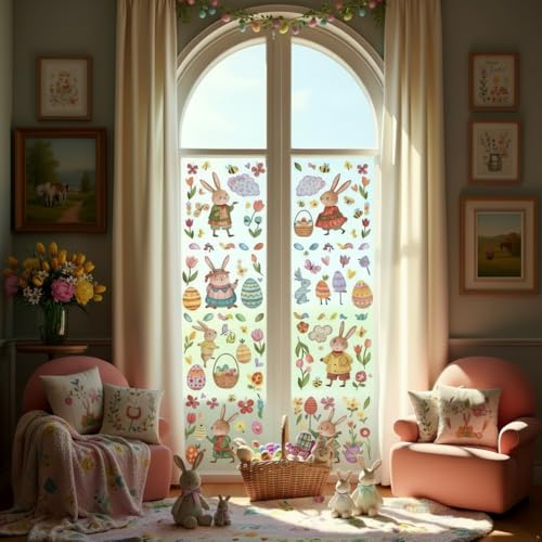 Easter Window Clings Set - 125 Reusable Static Stickers for Kids